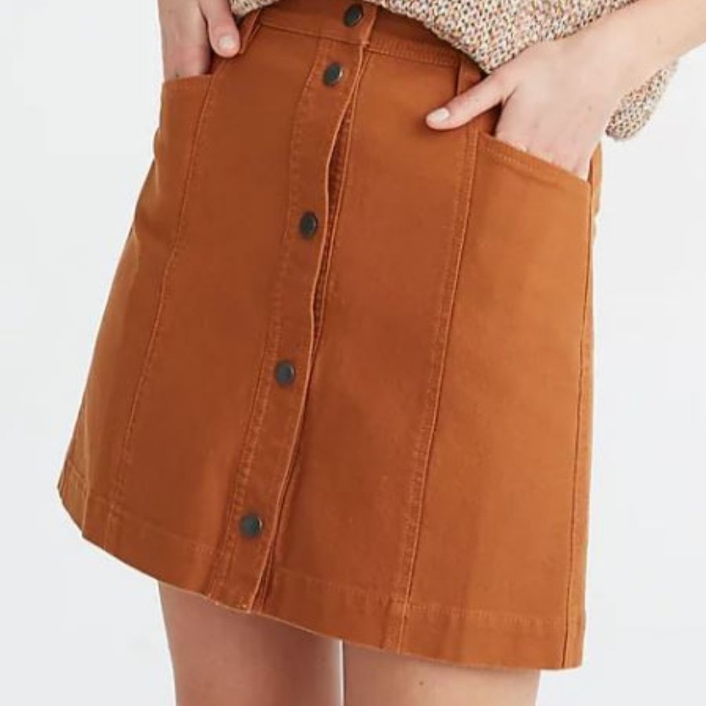 Madewell Button-Front A-Line Pocket Mini Skirt NWT Size 00